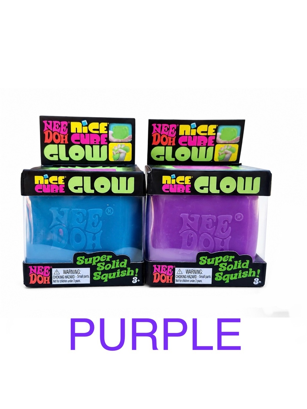 NWT NeeDoh Nice Cube Glow Super Solid Squish Fidget Toy (PURPLE)